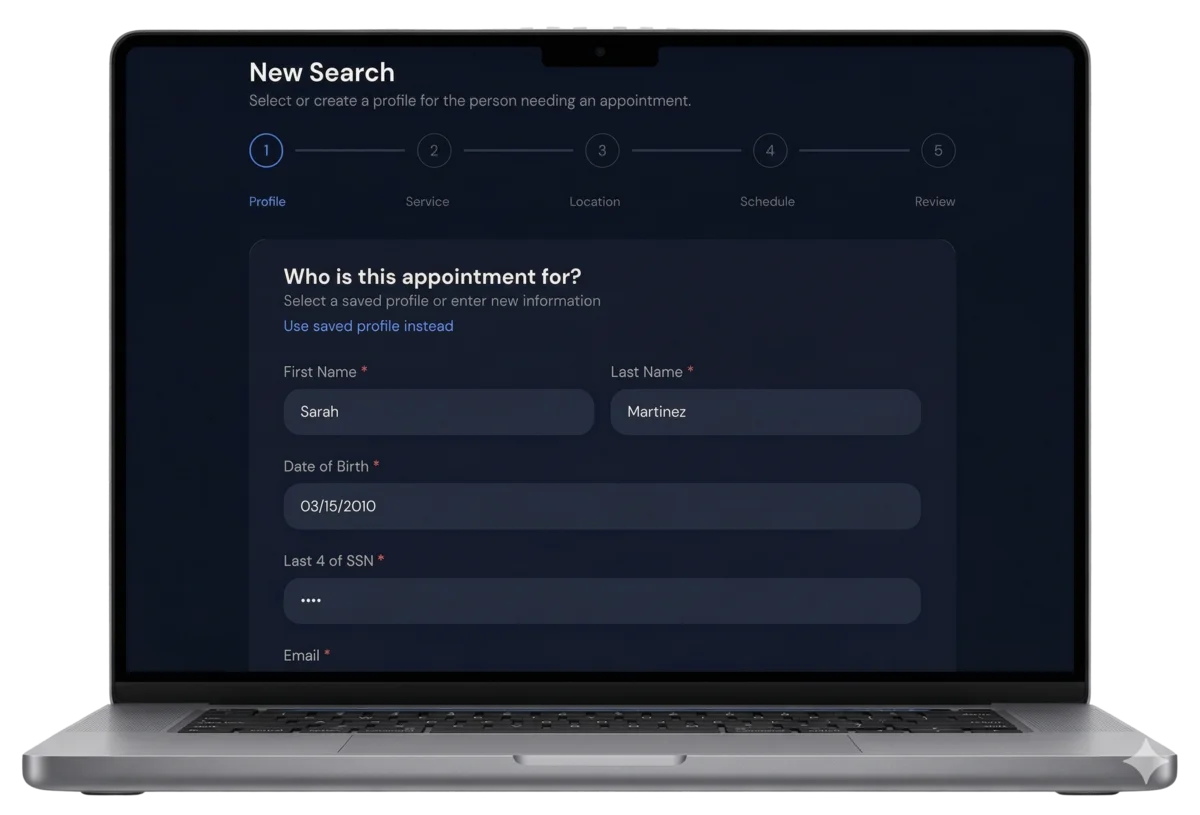 Paso 01: Dinos quién necesita la cita